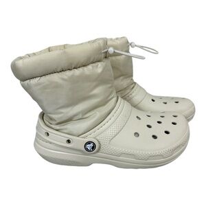 Crocs Classic Lined Neo Puff Boots Roomy Fit Bone Color Size 7 womens